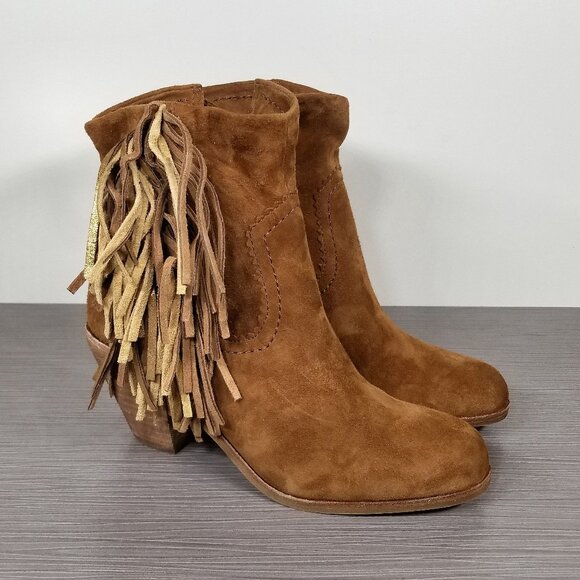 Sam Edelman Louie Bootie, Cognac Suede, Womens Size 5 M / 35 - Picture 1 of 12